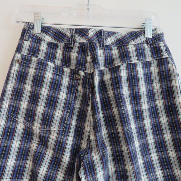 VINTAGE CALVIN KLEIN Y2K Tartan Plaid High Rise Straight Cotton Pants Jeans - Picture 10 of 14